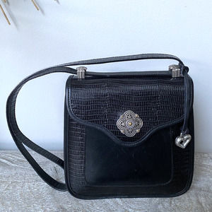 BRIGHTON Purse Black Leather Embossed